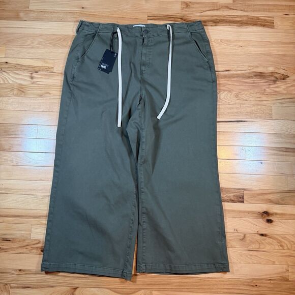NWT Paige Carly High-Rise Wide-Leg Jeans Ivy Green Womens Size 18W MSRP $225 - Picture 2 of 11
